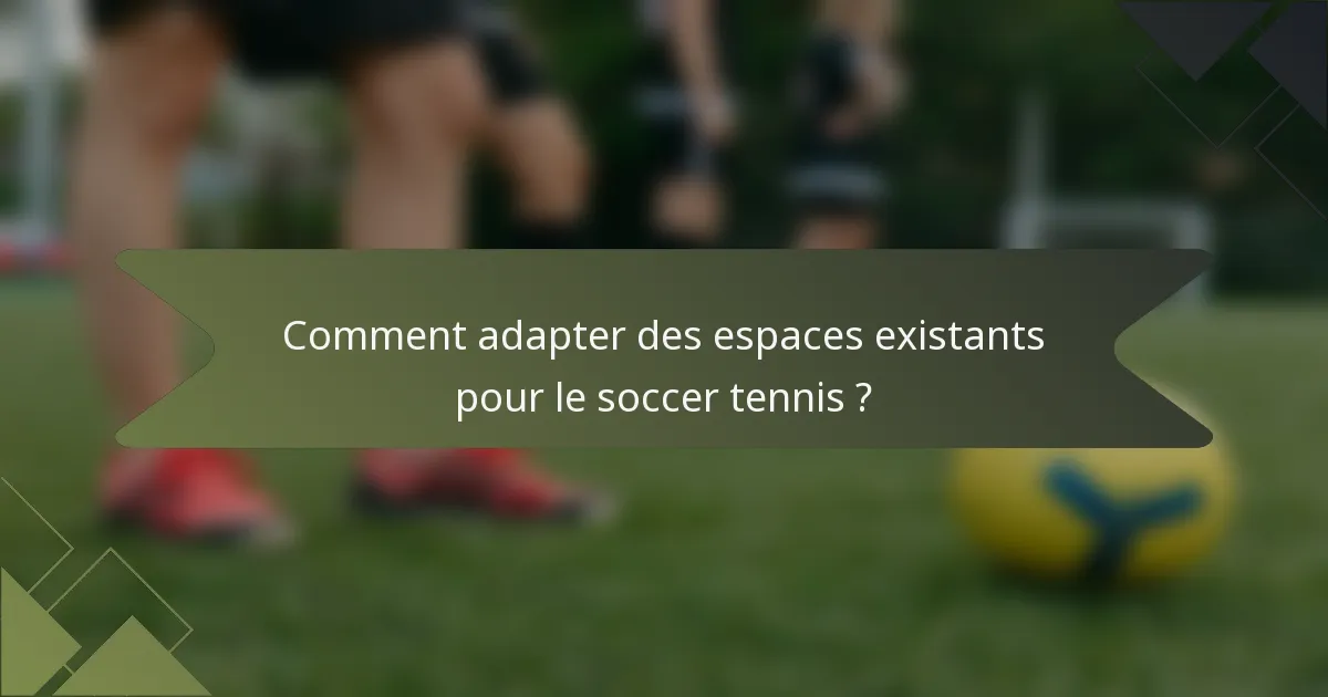 Comment adapter des espaces existants pour le soccer tennis ?