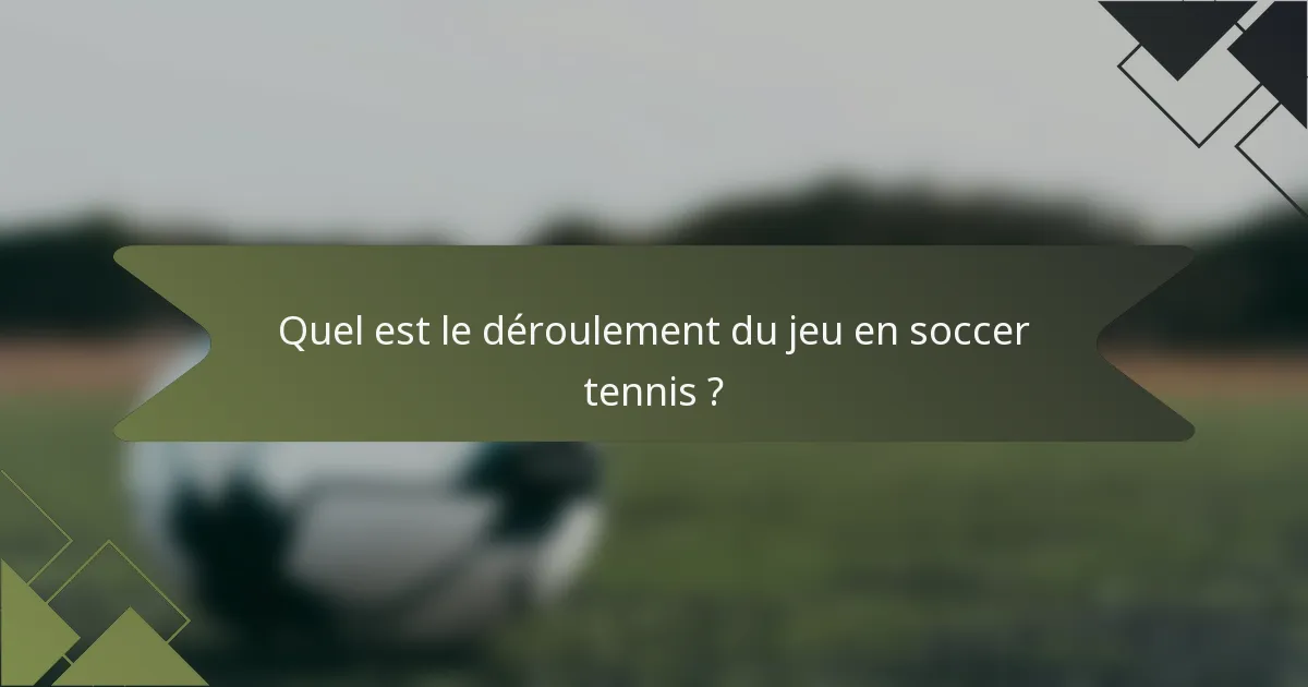Quel est le déroulement du jeu en soccer tennis ?