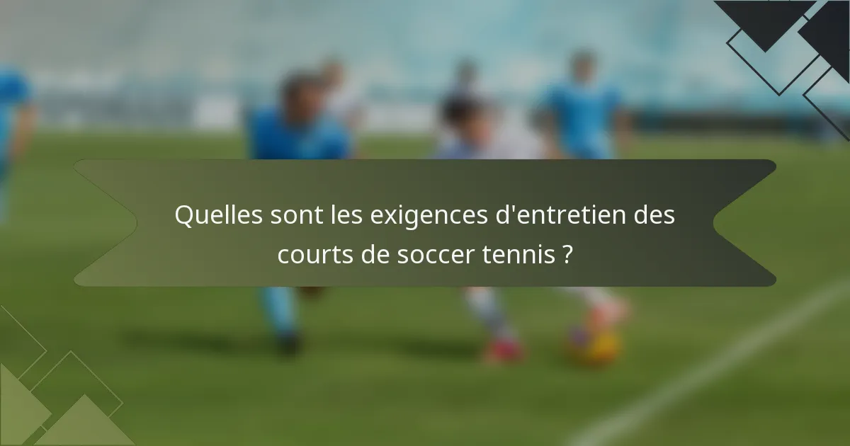 Quelles sont les exigences d'entretien des courts de soccer tennis ?