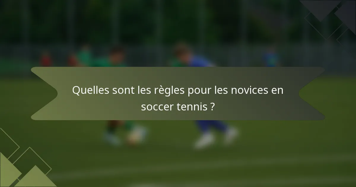 Quelles sont les règles pour les novices en soccer tennis ?