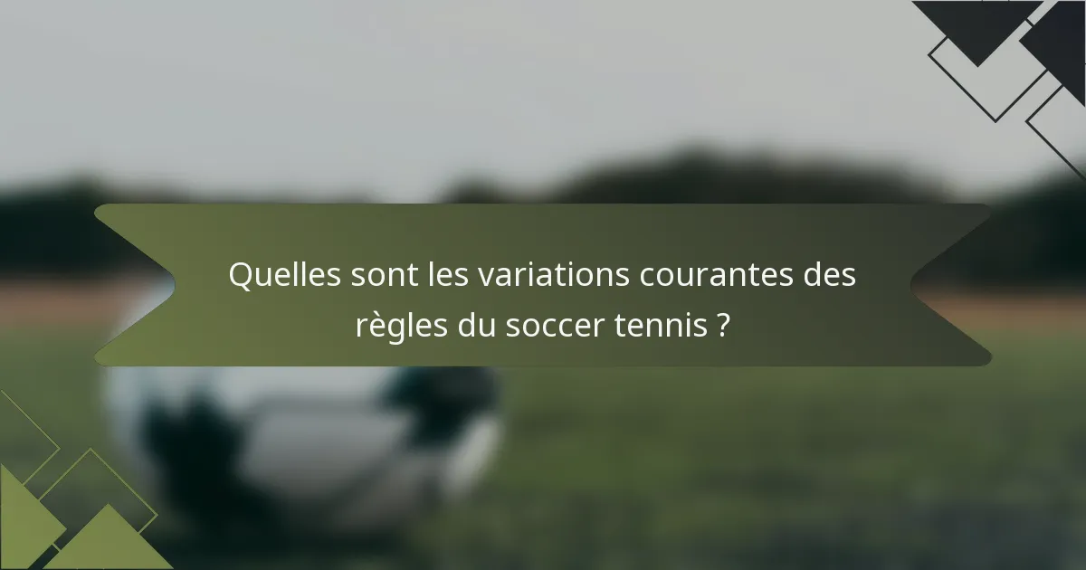 Quelles sont les variations courantes des règles du soccer tennis ?