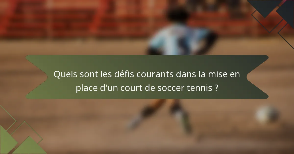 Quels sont les défis courants dans la mise en place d'un court de soccer tennis ?