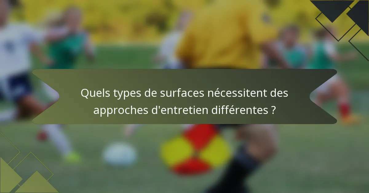 Quels types de surfaces nécessitent des approches d'entretien différentes ?